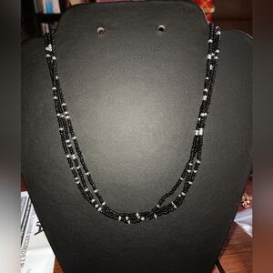 Elegant Black and Silver Beaded Necklace